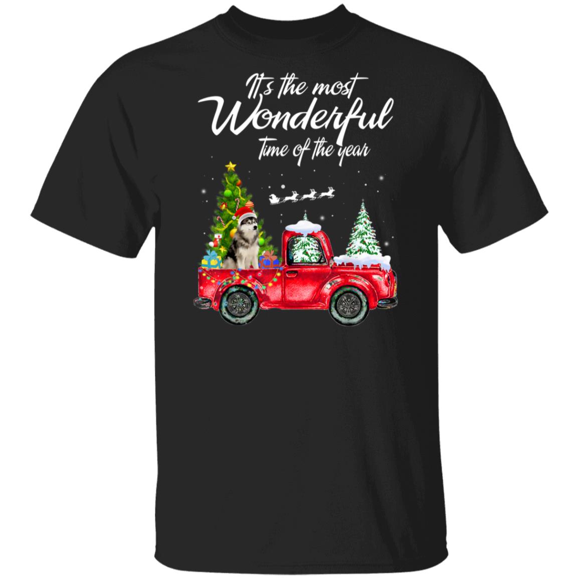 It’s The Most Wonderful Time Of The Year With Truck Husky Christmas Gift Shirt