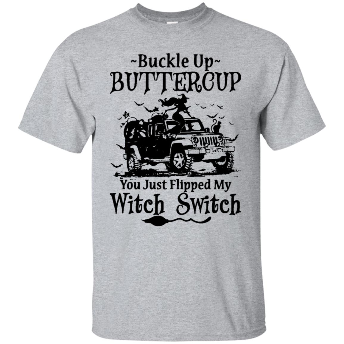 Halloween buckle up buttercup you just flipped my witch switch jeep shirt