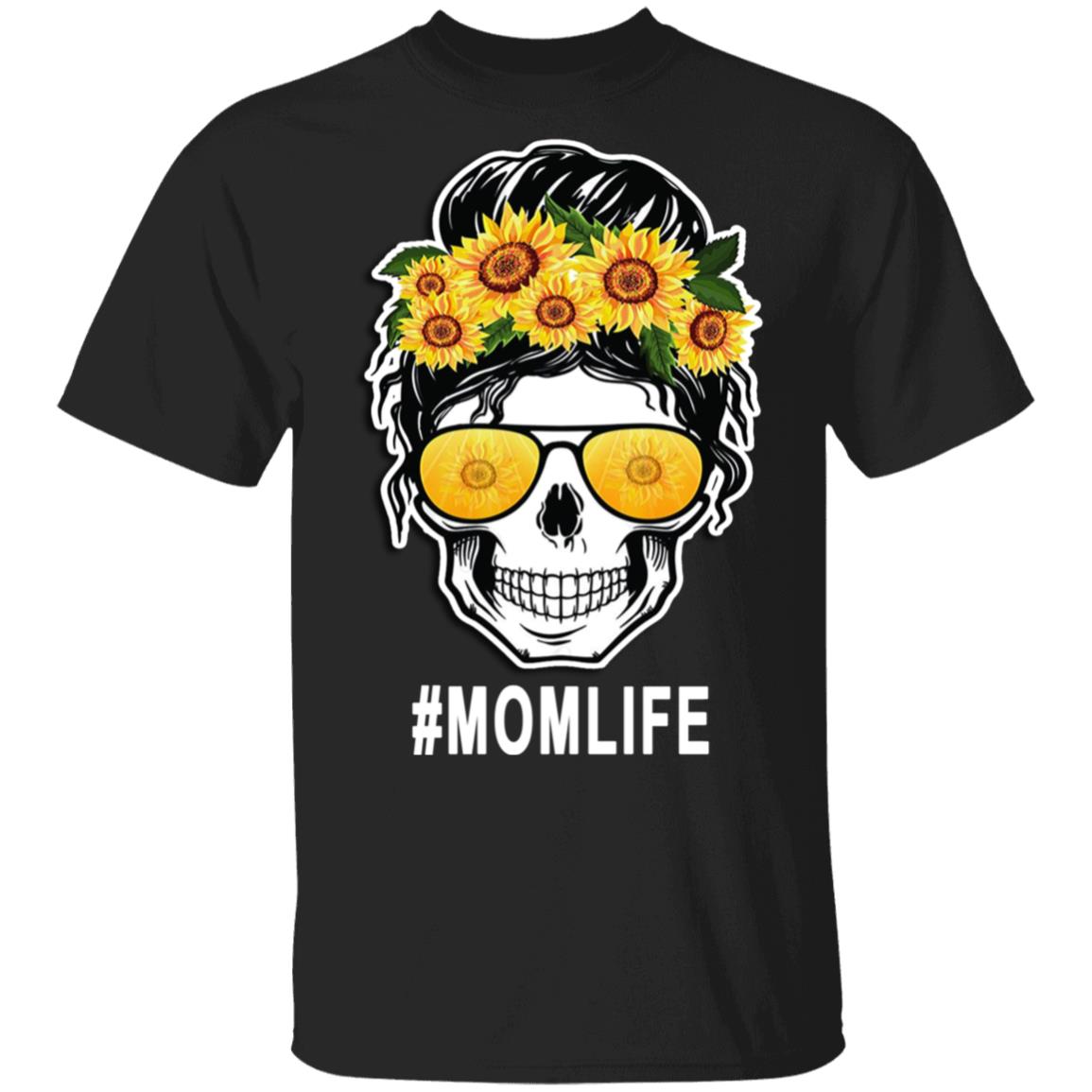 Mom Life Sunflower Skull T-Shirt Mother's Day Gift