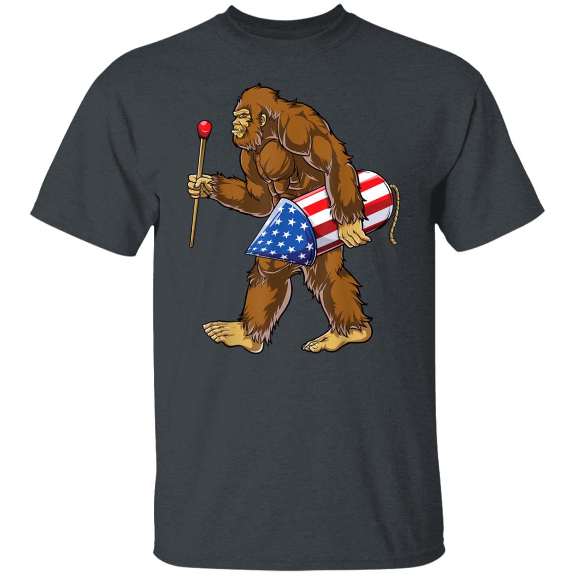 Bigfoot Fireworks T shirt 4th of July Kids Boys Sasquatch T-Shirt