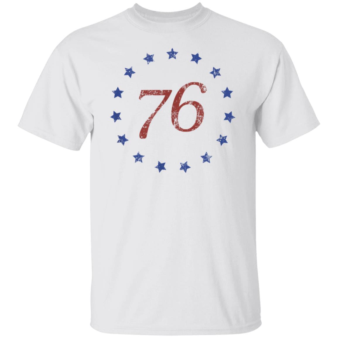 Betsy Ross Flag Spirit of 76 1776 Patriotic 4th of July White Shirt