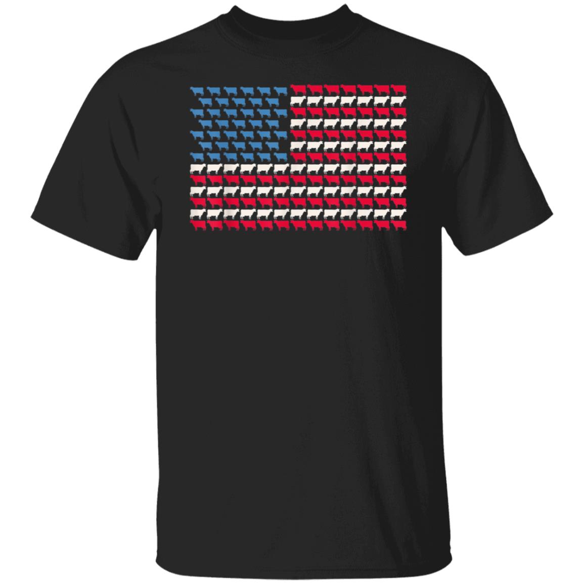 Cow American Flag Heifer US 4th Of July Farm Cattle USA Gift T-Shirt