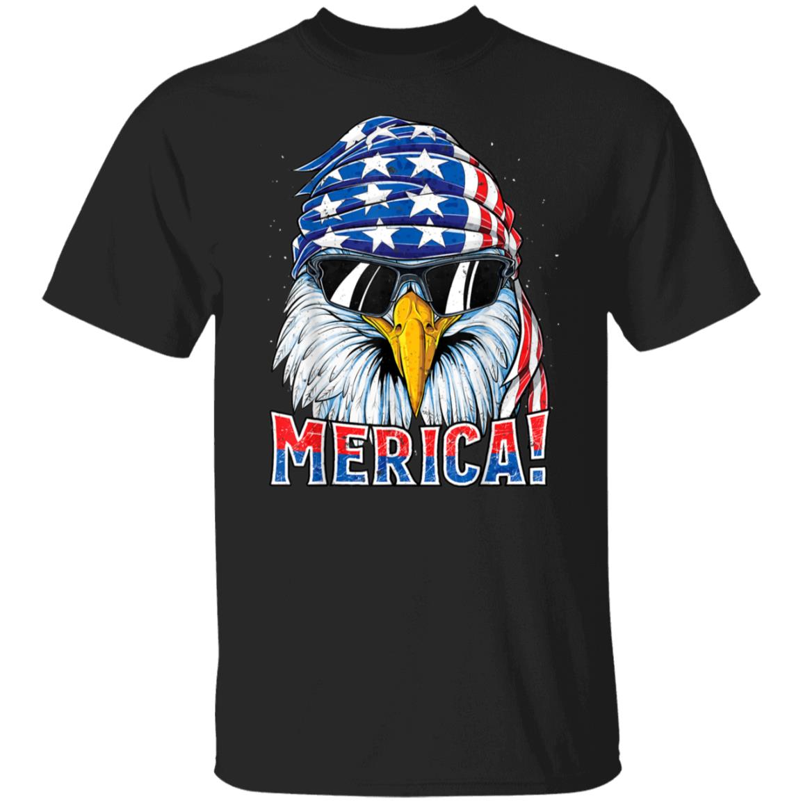 Eagle Merica T Shirt 4th of July Merica Men Boys American Black T-Shirt