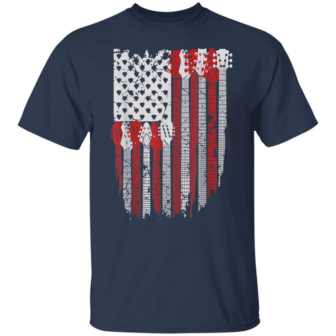 USA American Flag Guitar Musician 4th of July Music T-Shirt