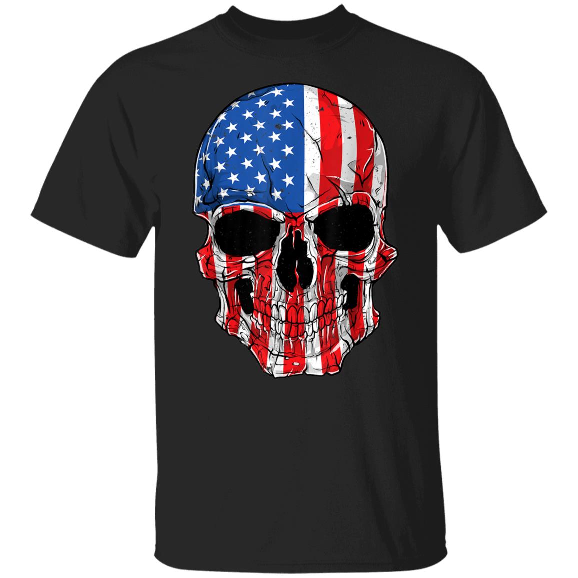 Skull American Flag 4th of July T shirt Men Women USA Gifts T-Shirt