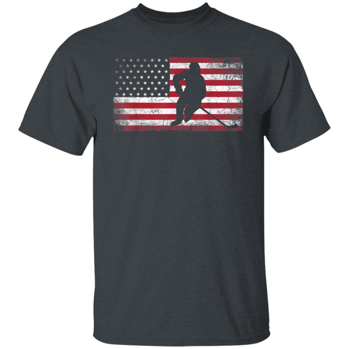 Hockey American Flag 4th of July Patriotic USA Dad Men Son Shirt