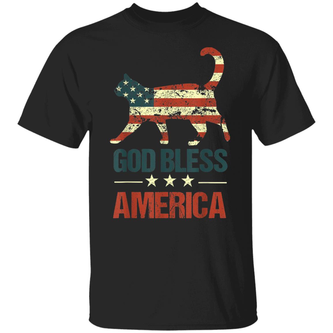 God Bless America Cat American Flag 4th of July Cats USA Shirt