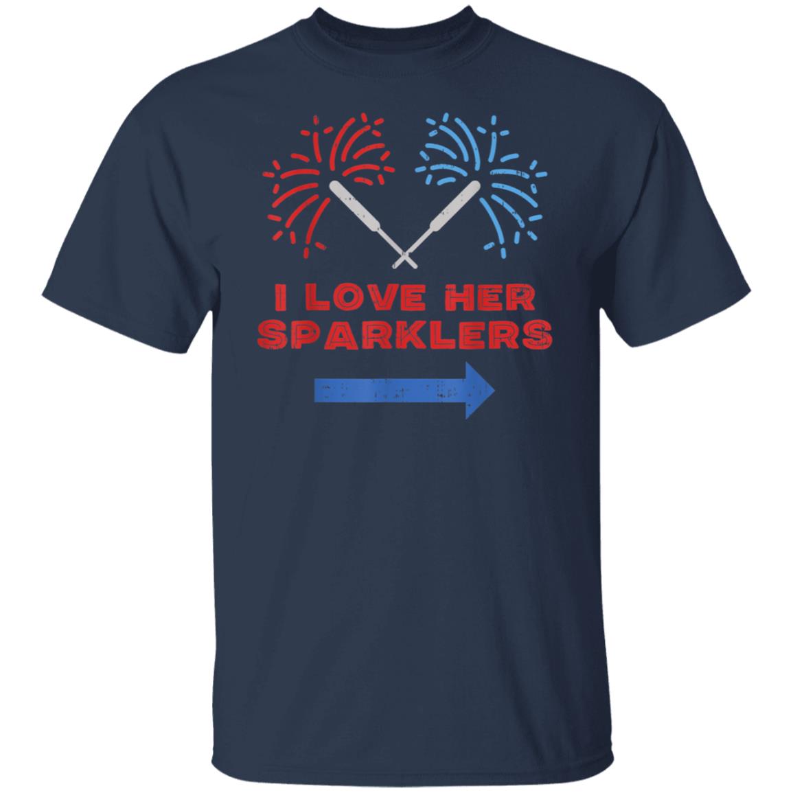 Mens Love Her Sparklers Matching Couple 4th Of July Men Boyfriend Shirt