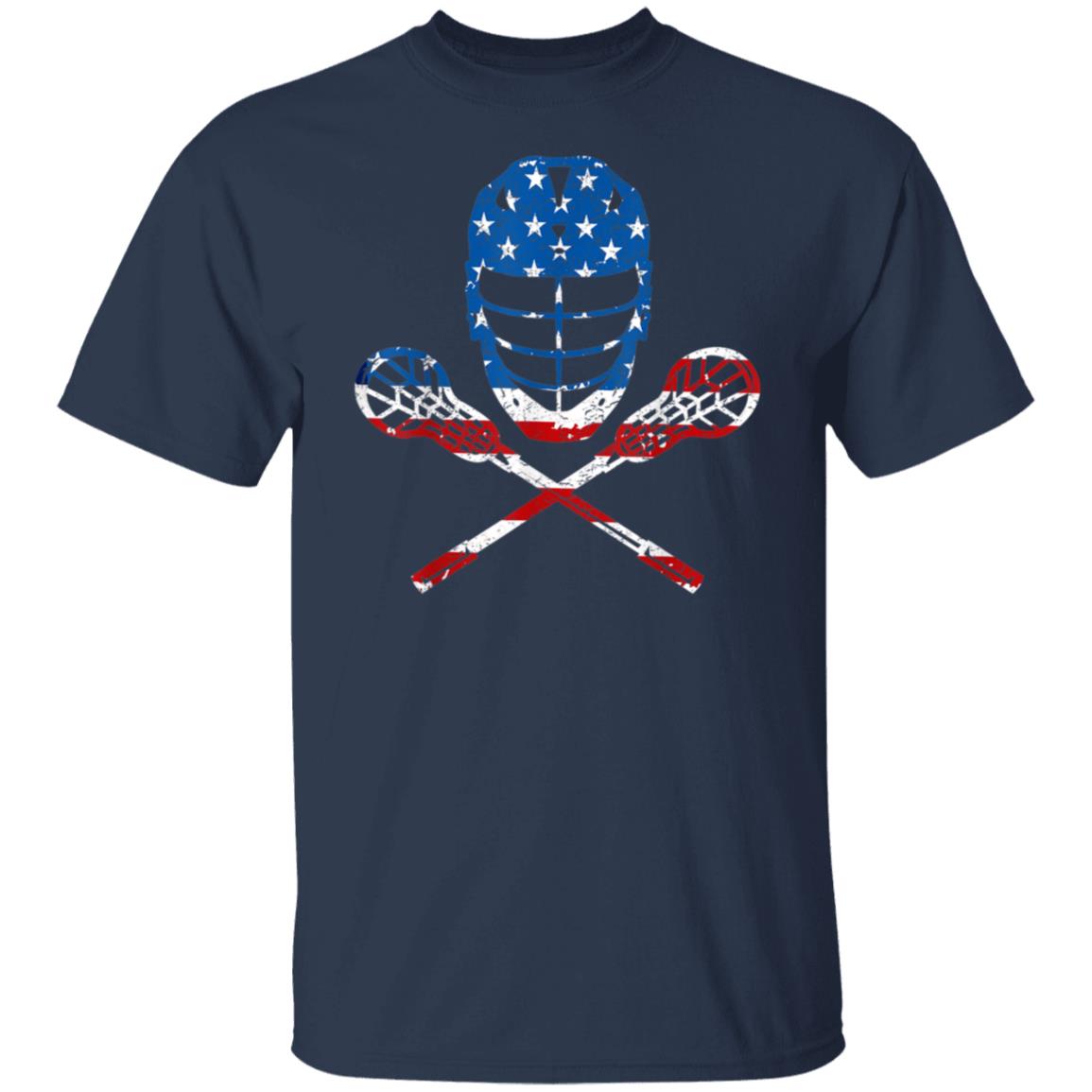 Lacrosse American Flag Lax Helmet Sticks 4th Of July Gifts T-Shirt