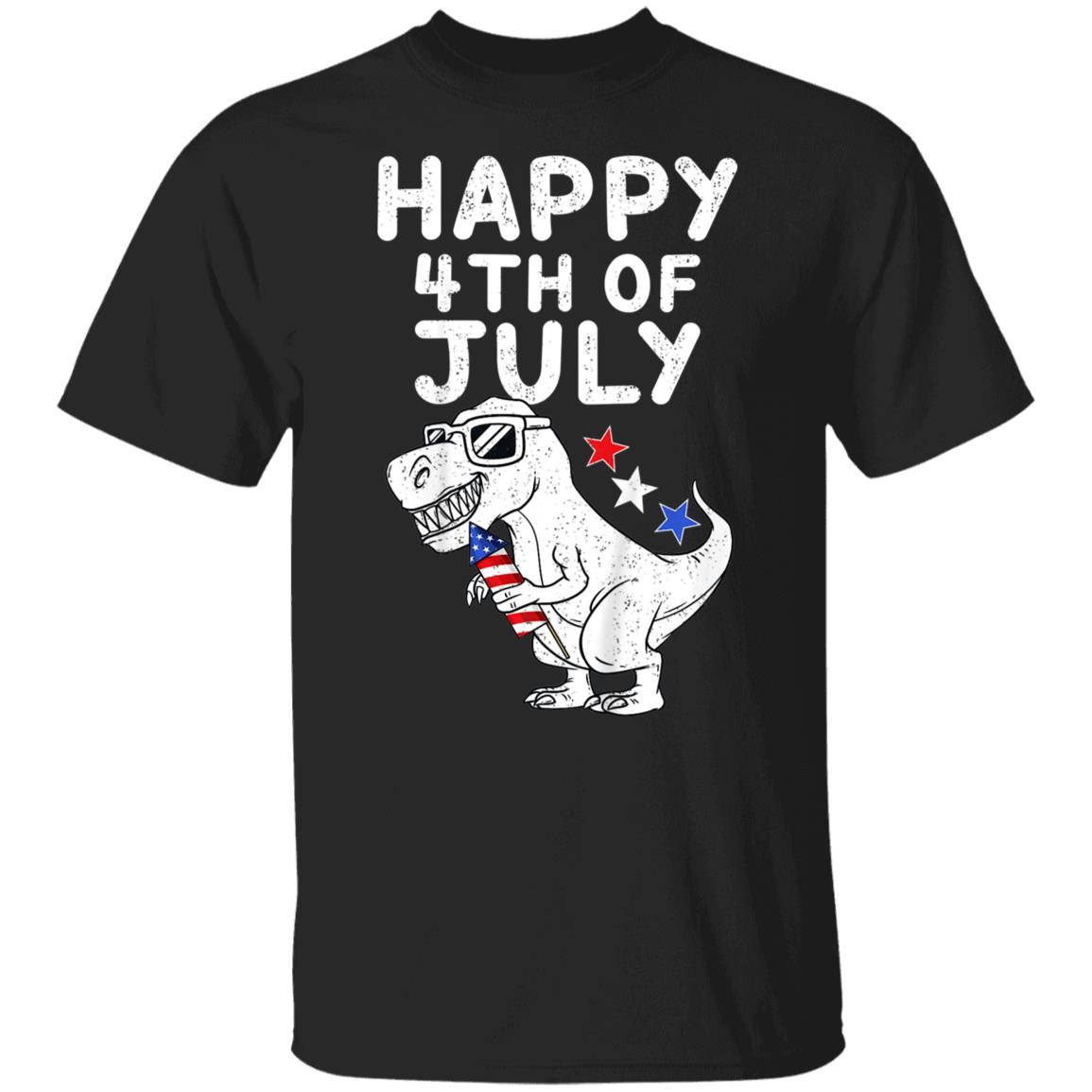 Kids Happy 4th Of July T Rex Patriotic Funny Toddler Boys Kids T-Shirt