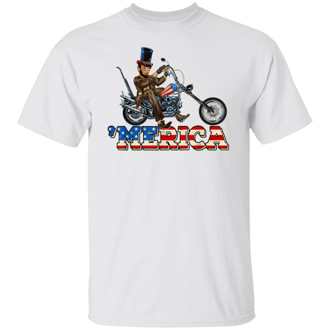 Merica Abraham Lincoln Sunglasses Motorcycle 4th Of July T-Shirt
