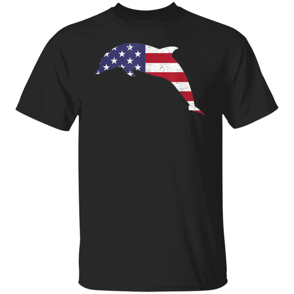 Patriotic Dolphin Funny 4th of July American Flag T-Shirt
