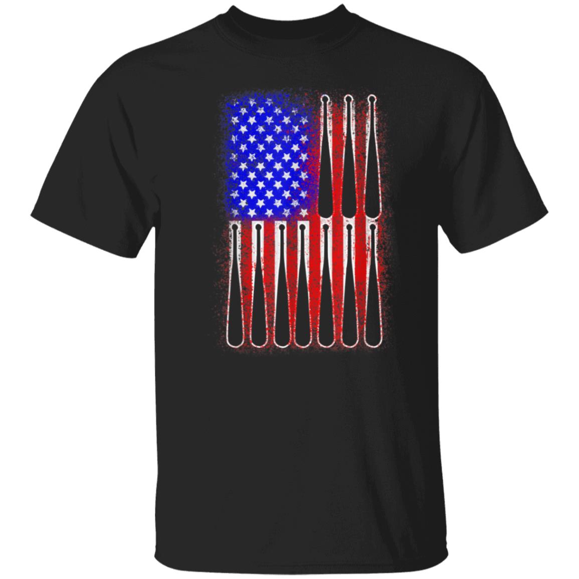 Patriotic American USA Flag Vintage 4th July Baseball Bat T-Shirt