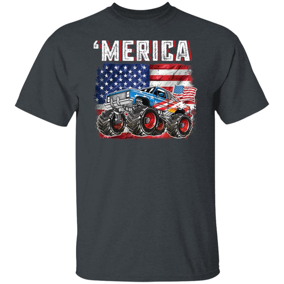 Monster Truck USA Merica Men Boys 4th of July T-Shirt