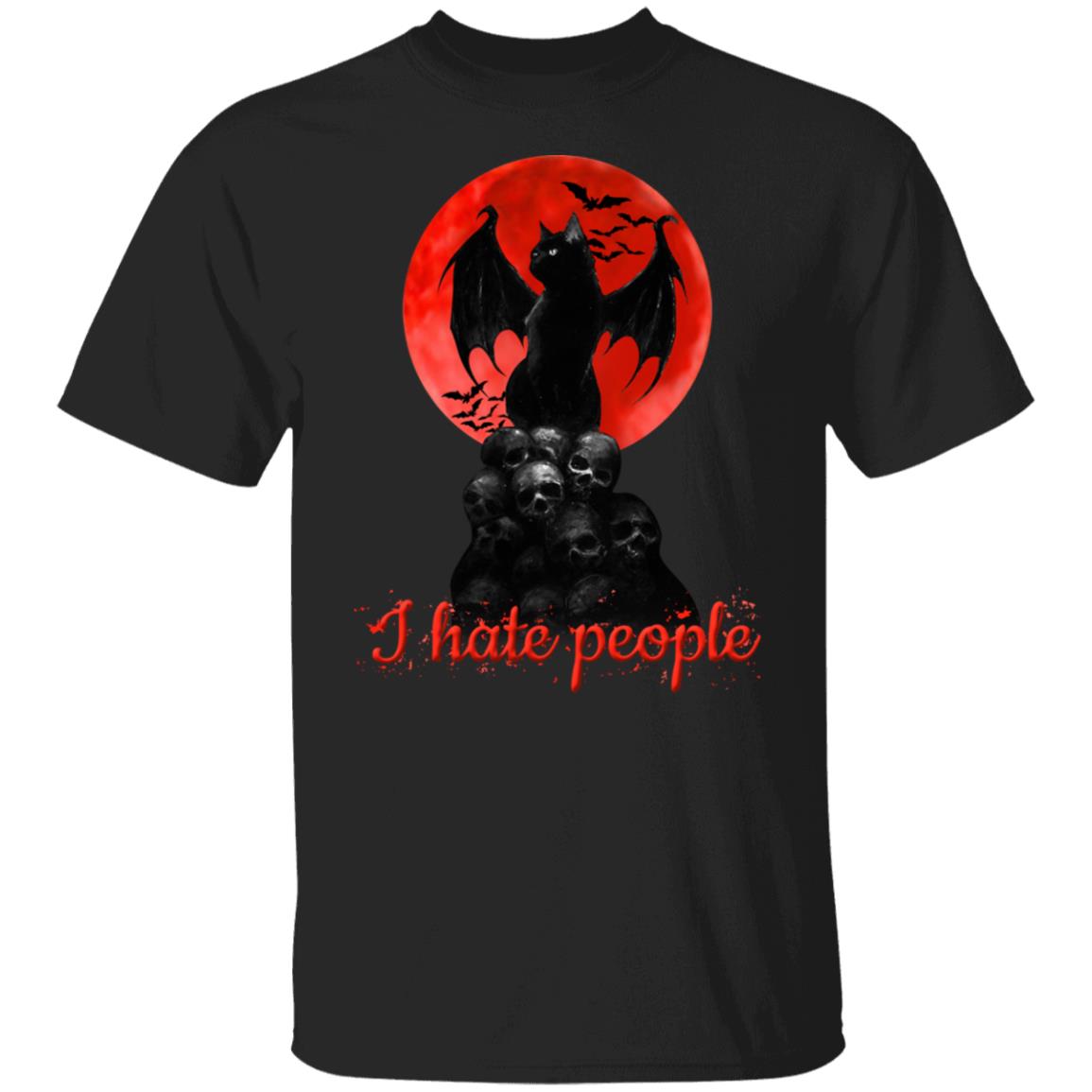 Black Cat I Hate People Shirt