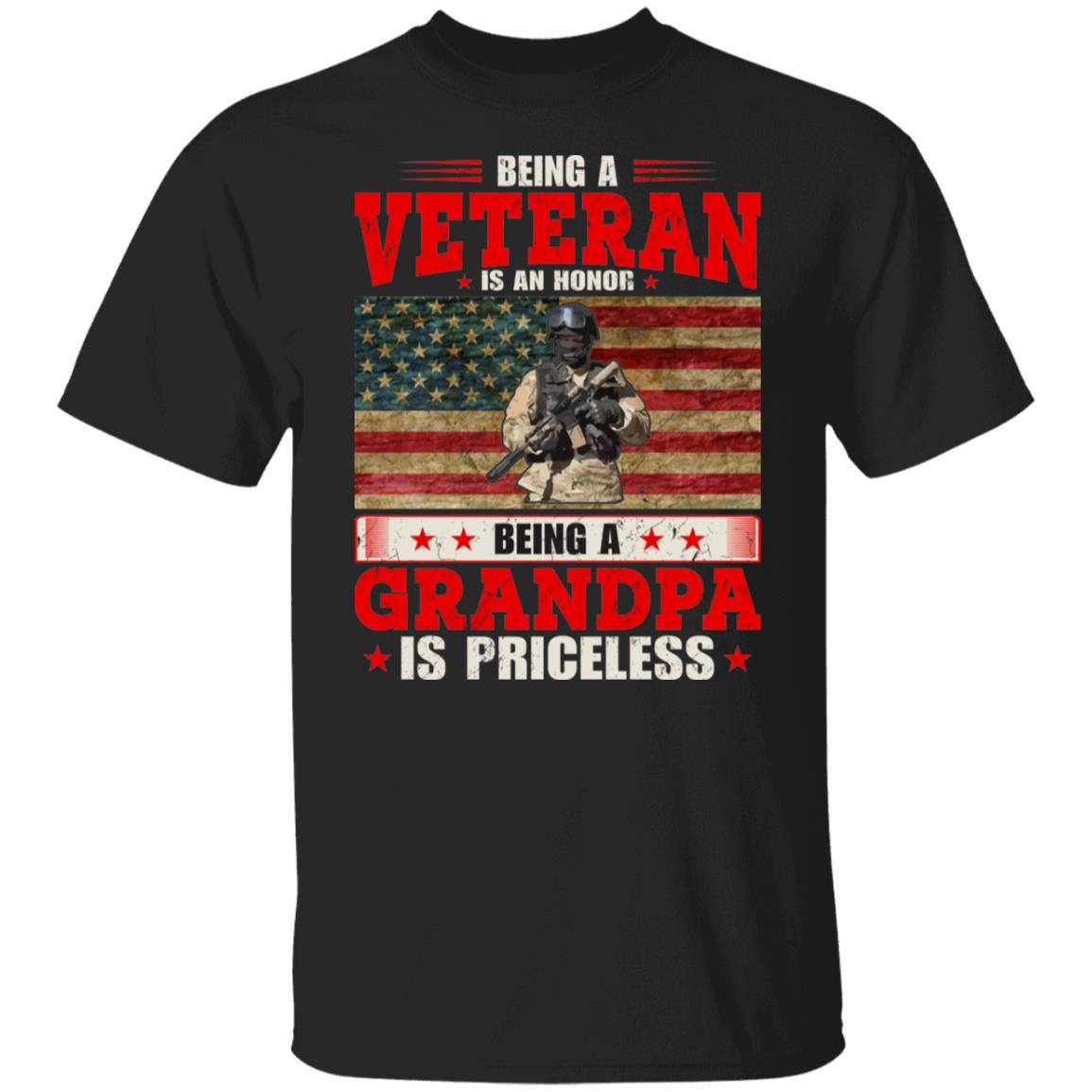 Being A Veteran is An Honor Being A Grandpa is Priceless Gift Shirt