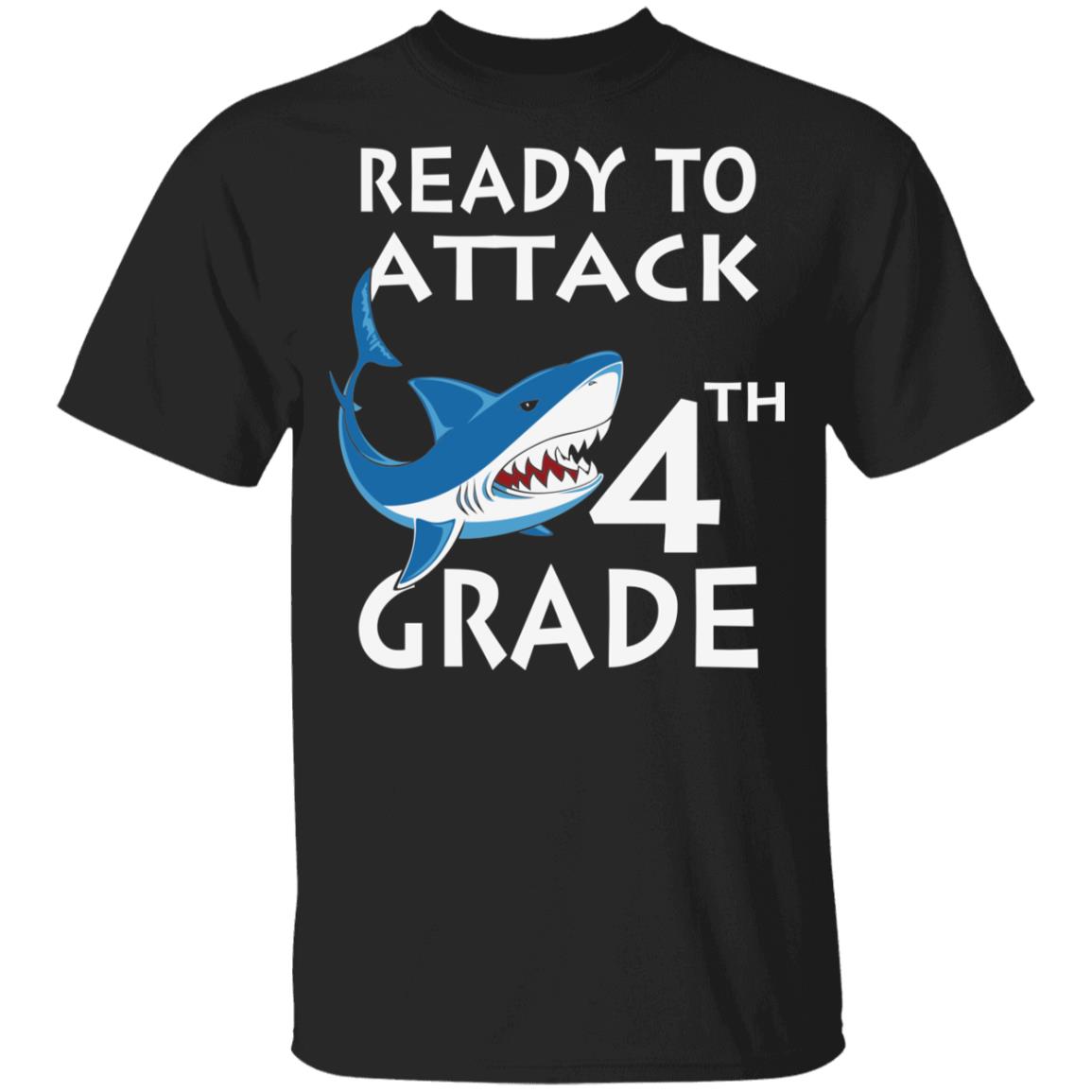 Back To School Ready To Attack 4th Grade Shark Shirt