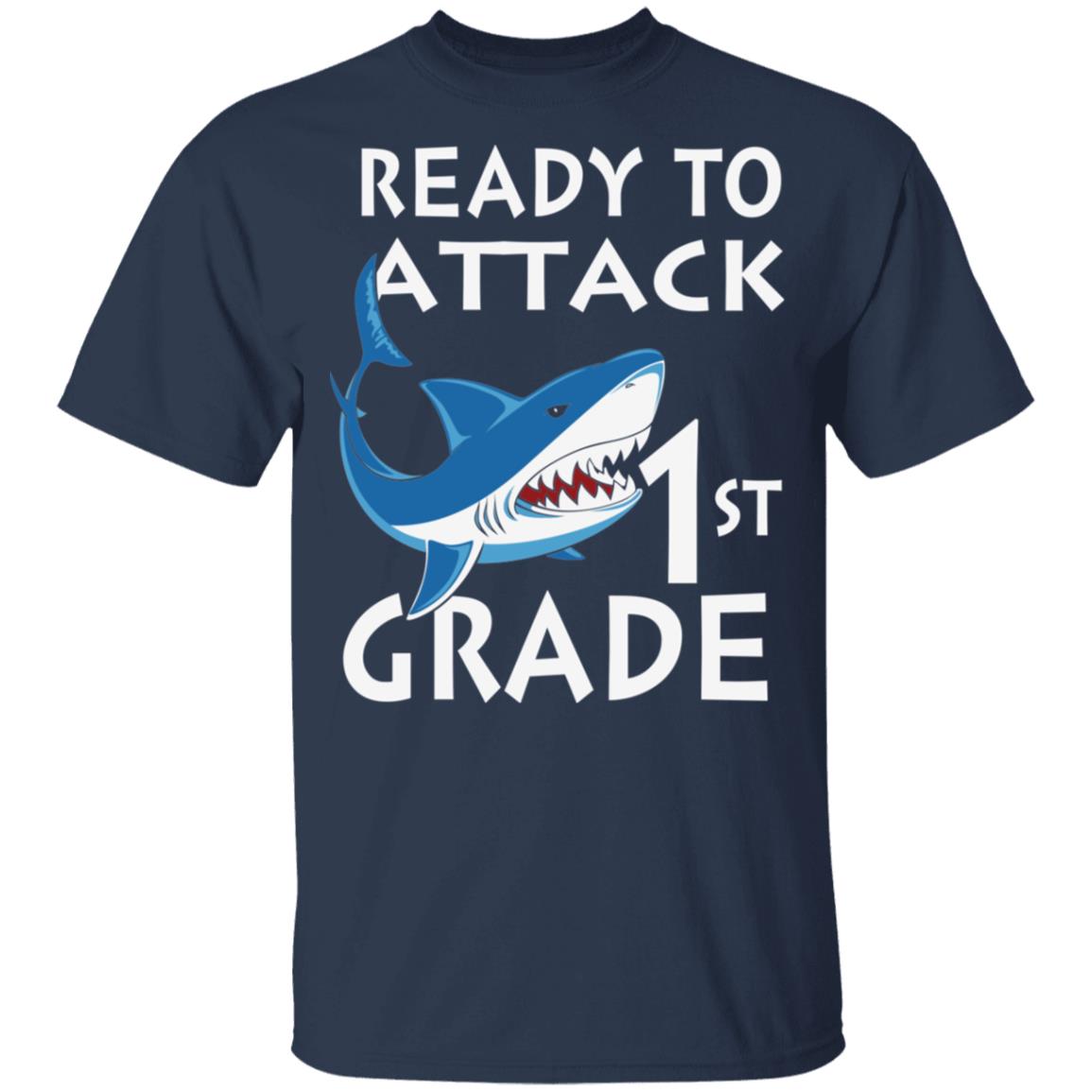 Back To School Ready To Attack 1st Grade Shark Shirt