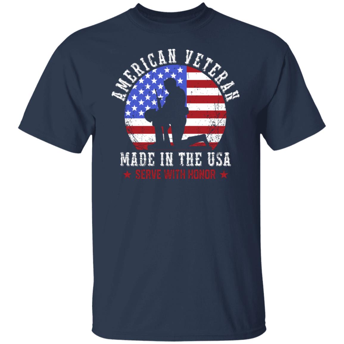 American Veteran Tee Made in The USA Serve with Honor Veteran Gift Shirt