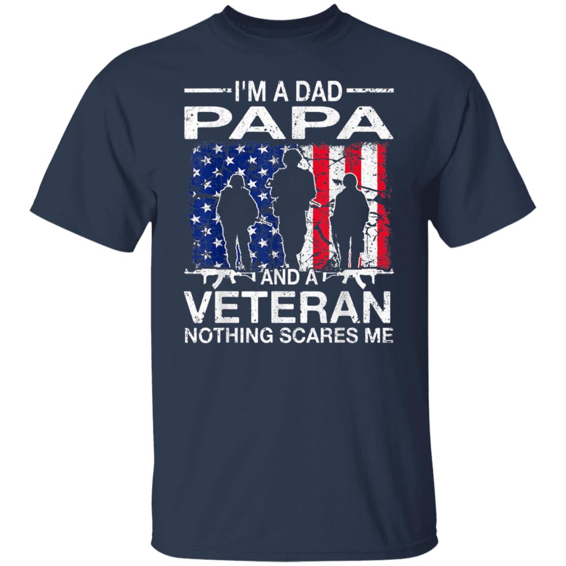 Mens I'm A Dad Papa And A Veteran For Dad Father's Day Grandpa T-Shirt