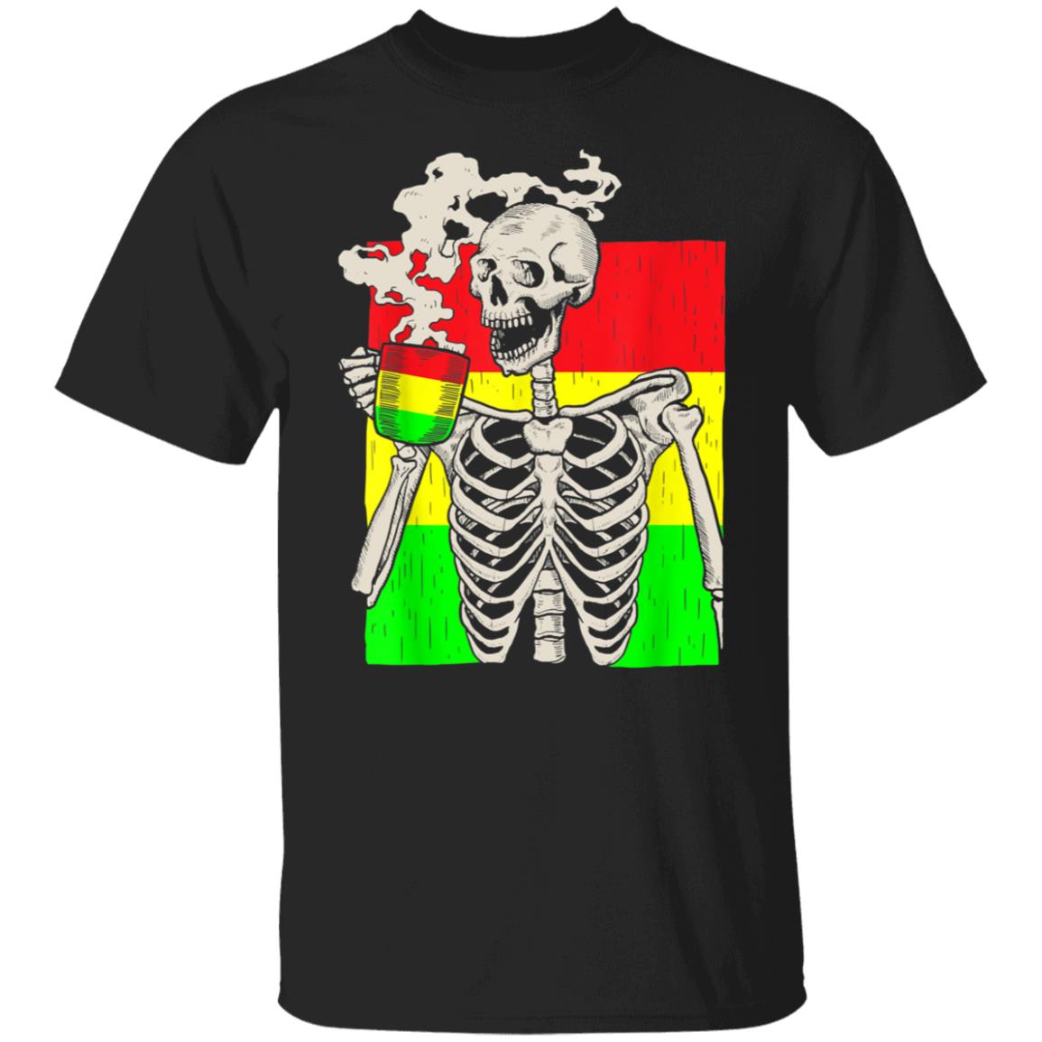 Skeleton Drinking Coffee Juneteenth Black History African Gift Shirt