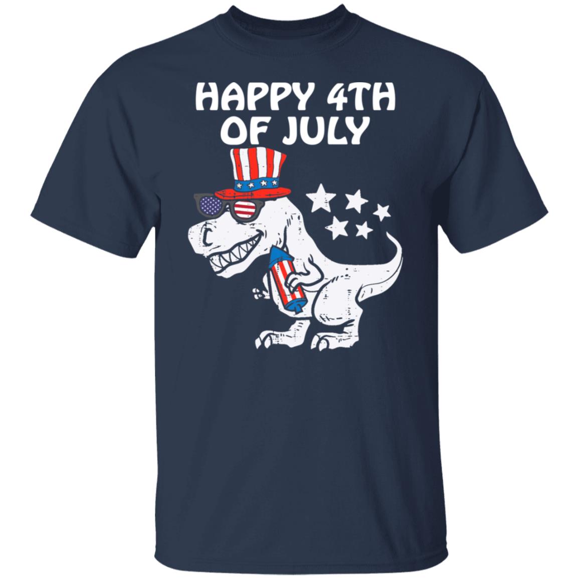 Happy 4th Of July T-Rex Dino Dinosaur Boys Kids T-Shirt