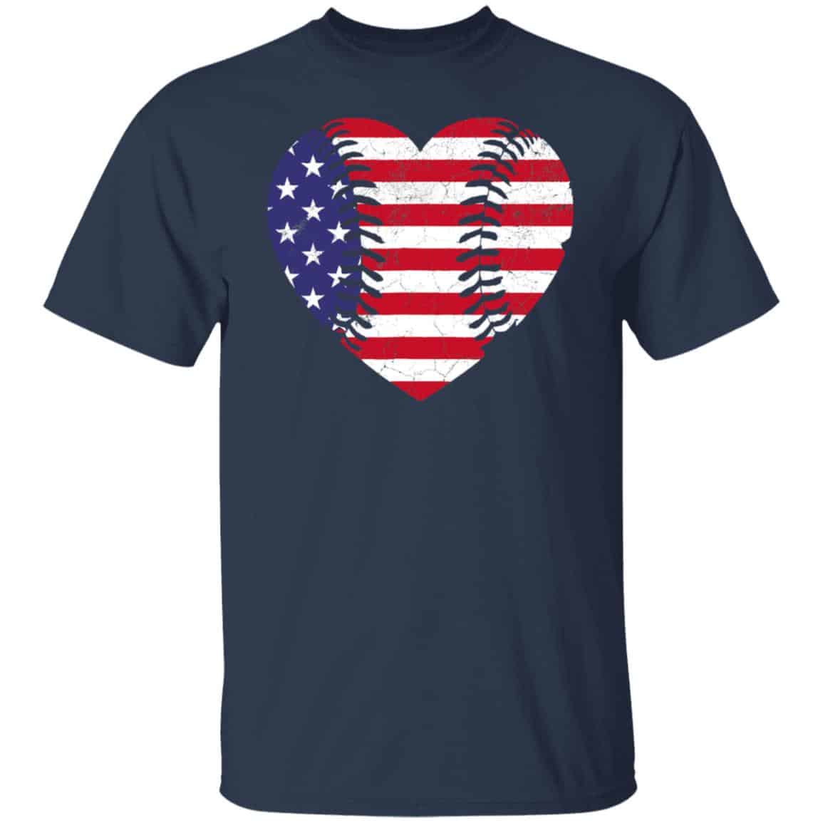 4th of July Shirt American Flag Baseball Heart USA Shirt