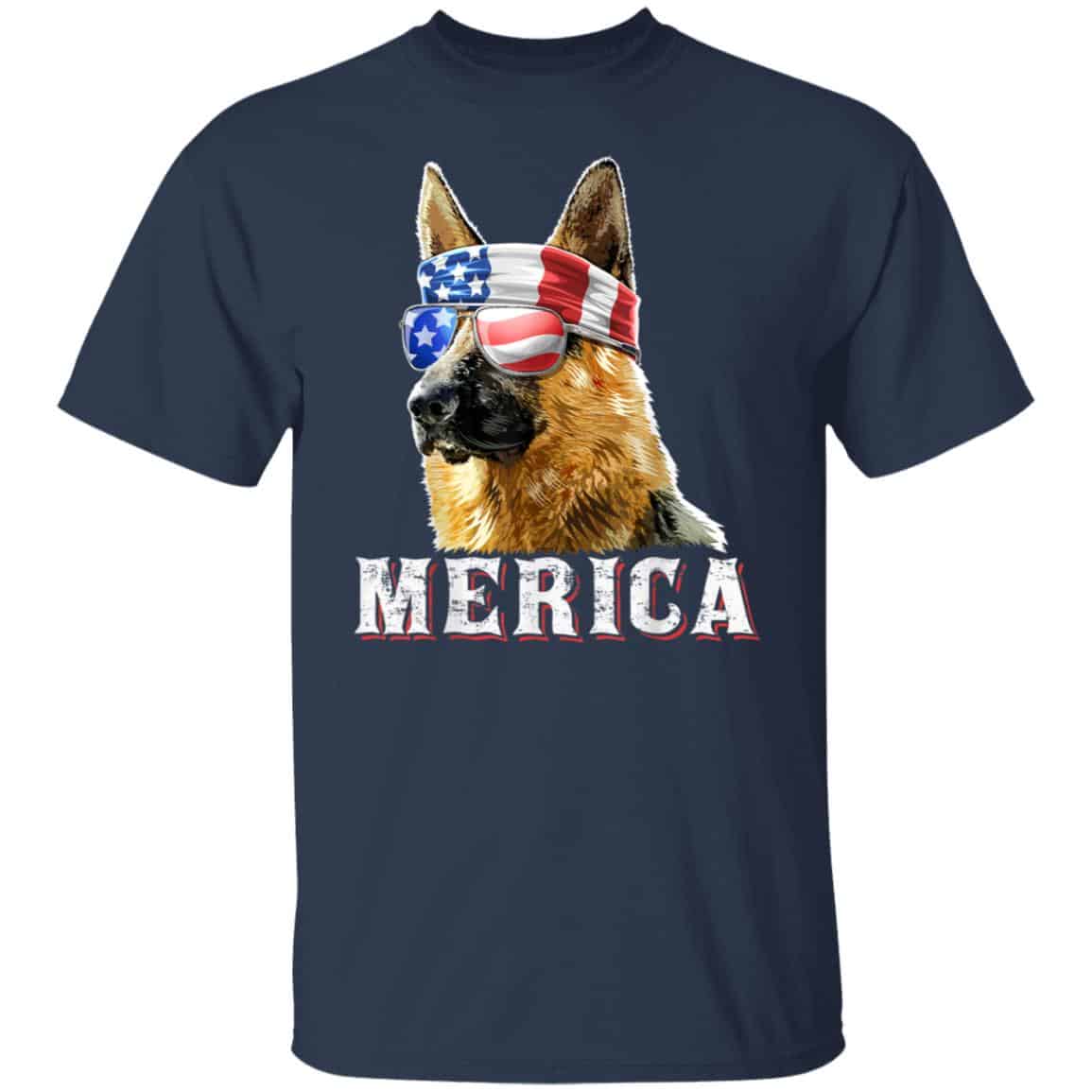 Merica German Shepherd Dog 4th of July American Flag Shirt