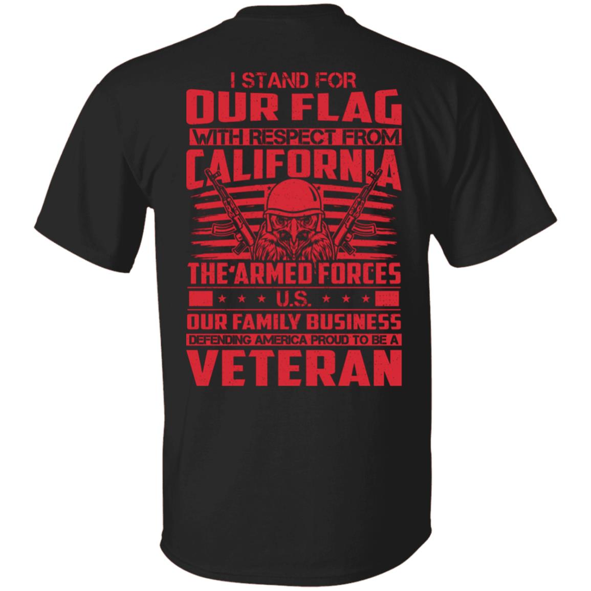 I Stand For Our Flag with Respect from California Veteran Tshirt