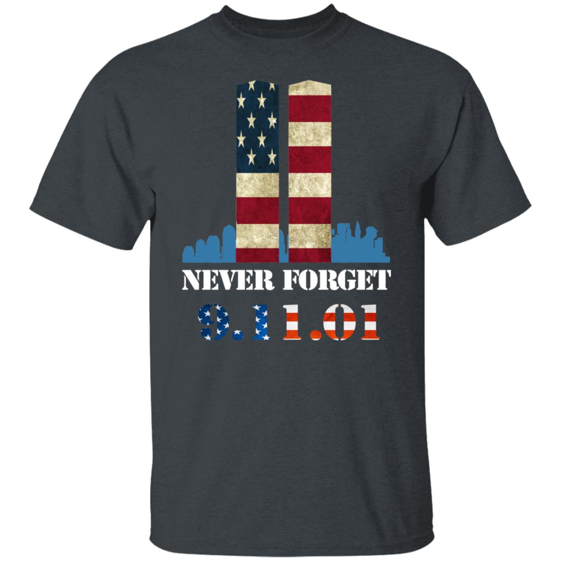 Mens Womens Never Forget Patriotic 911 American Flag T-Shirt