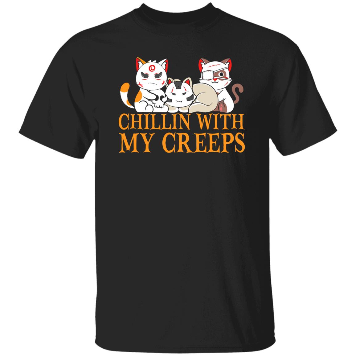 Chillin With My Creeps Cat Serial Killer Halloween Horror Shirt