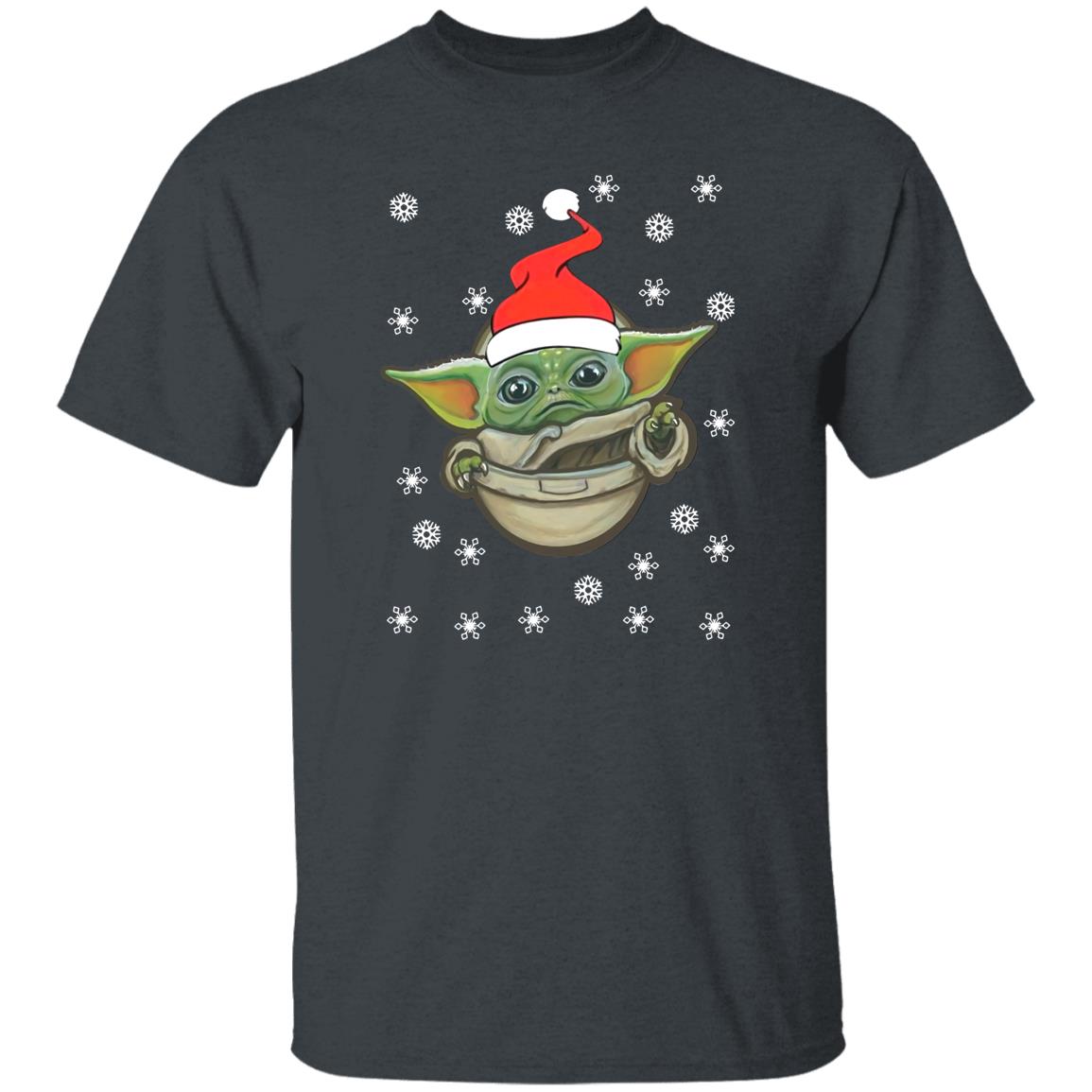 Baby Yoda Snow Merry Christmas The Mandalorian shirt