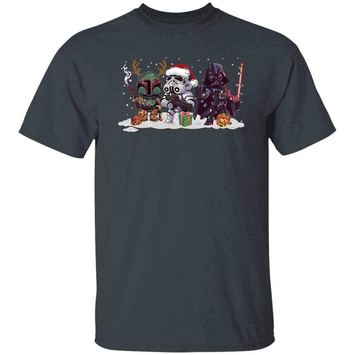Star Wars Boba Fett Darth Vader And Stormtrooper Chibi Christmas Shirt
