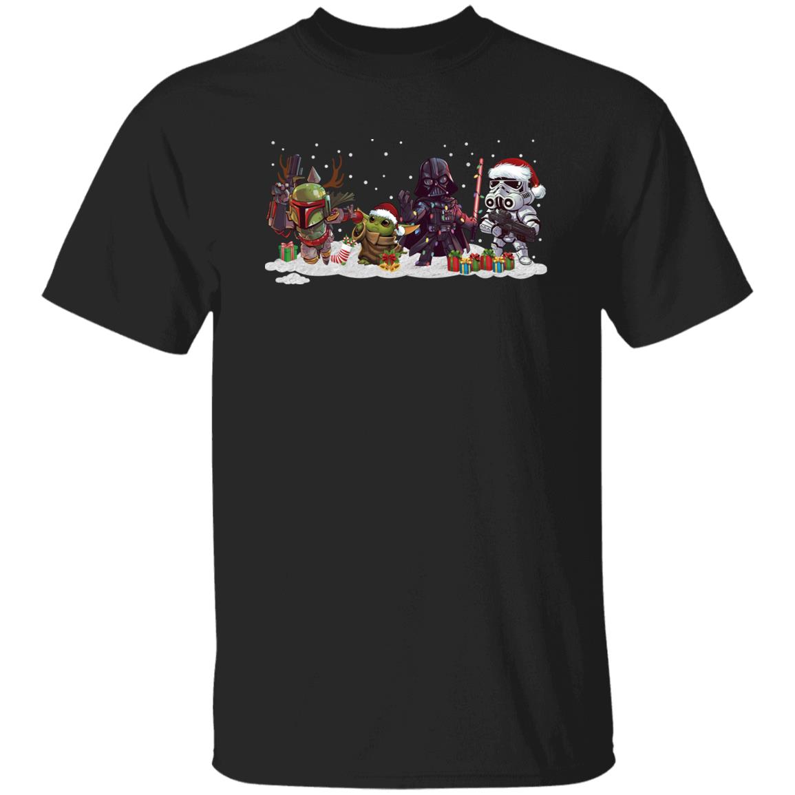 Star Wars Boba Fett Darth Vader Stormtrooper BaBy Yoda Chibi Christmas Shirt