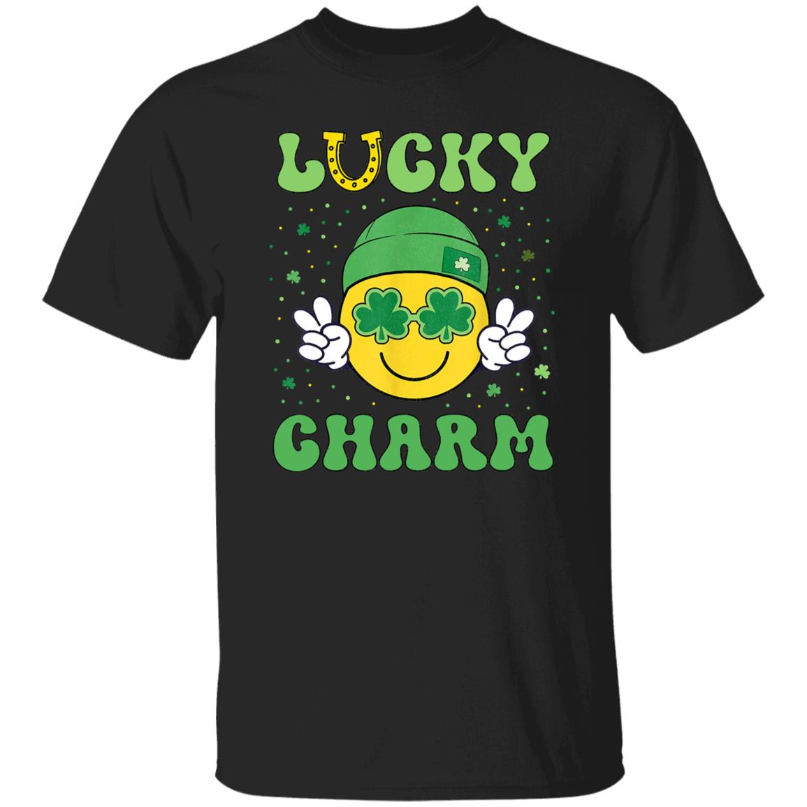 Hippie 90s Smiley Face Lucky Charm Shamrock St Patricks Day Shirt