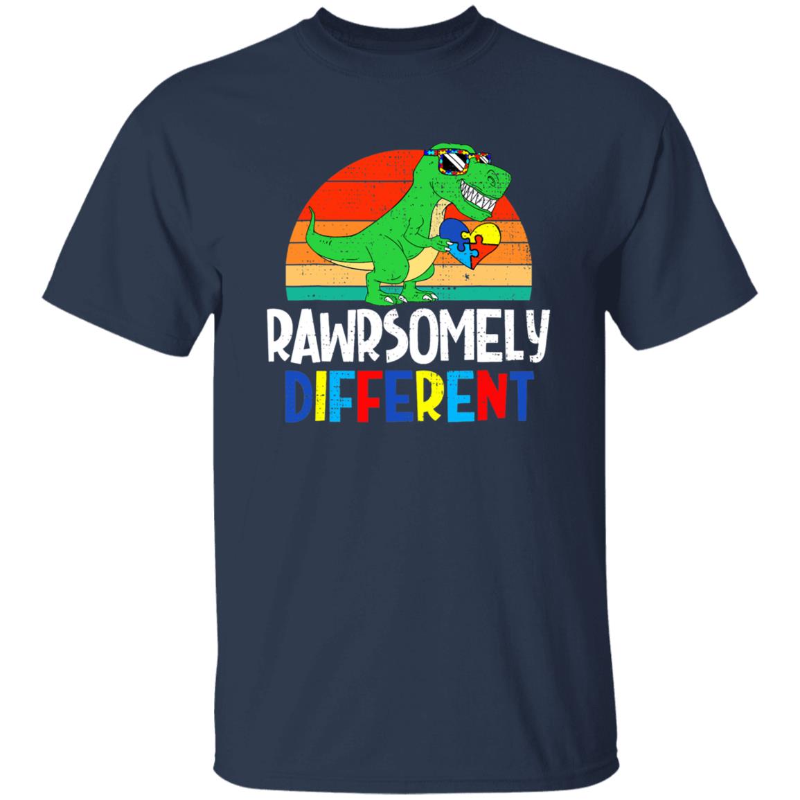 Rawrsomely Different Dinosaur Puzzle Autism Awareness Month T-Shirt