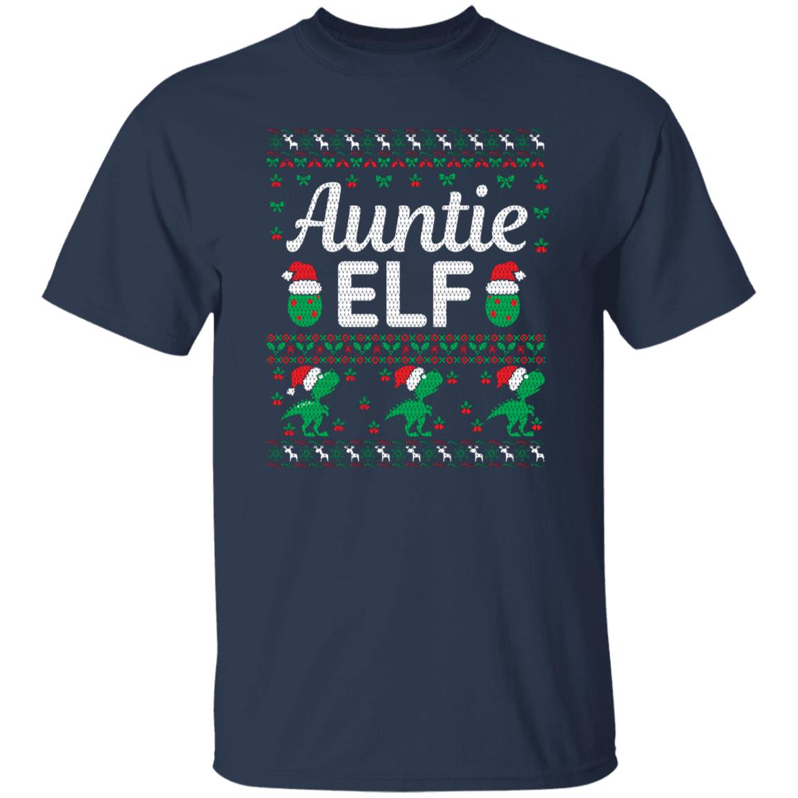 Auntie ELF Funny T-rex Ugly Christmas Gift Shirt