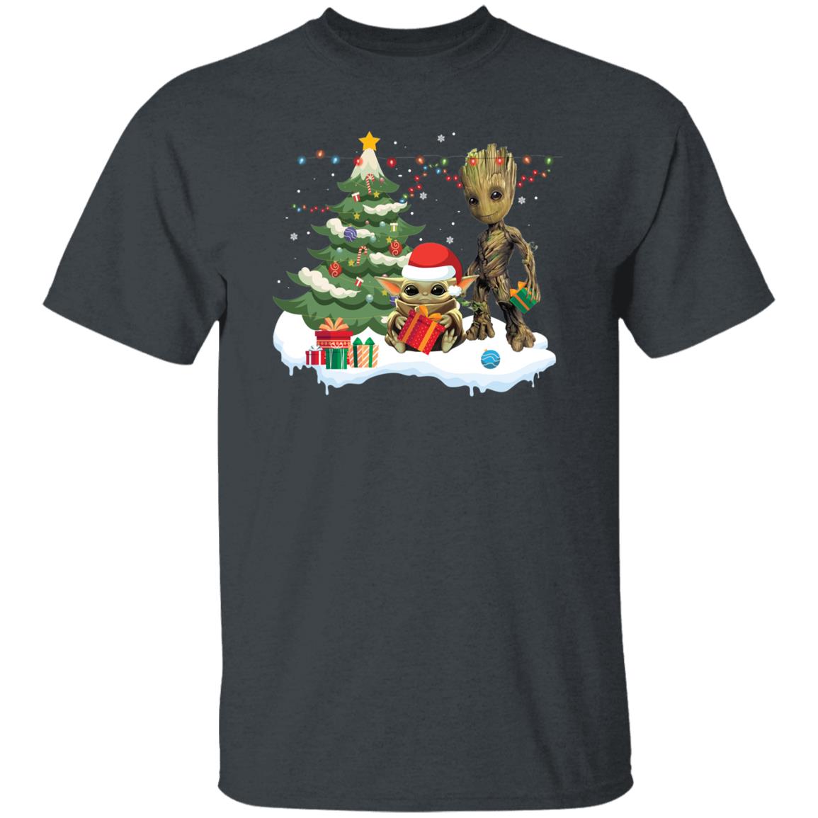 Christmas Tree Yoda Groot Funny Christmas Shirt