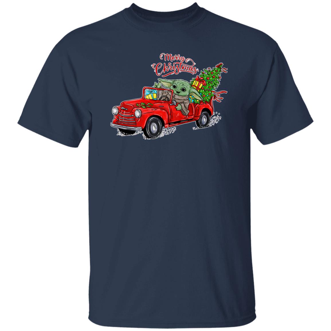 Merry Christmas Red Car Truck Baby Yoda Christmas Tree Gift