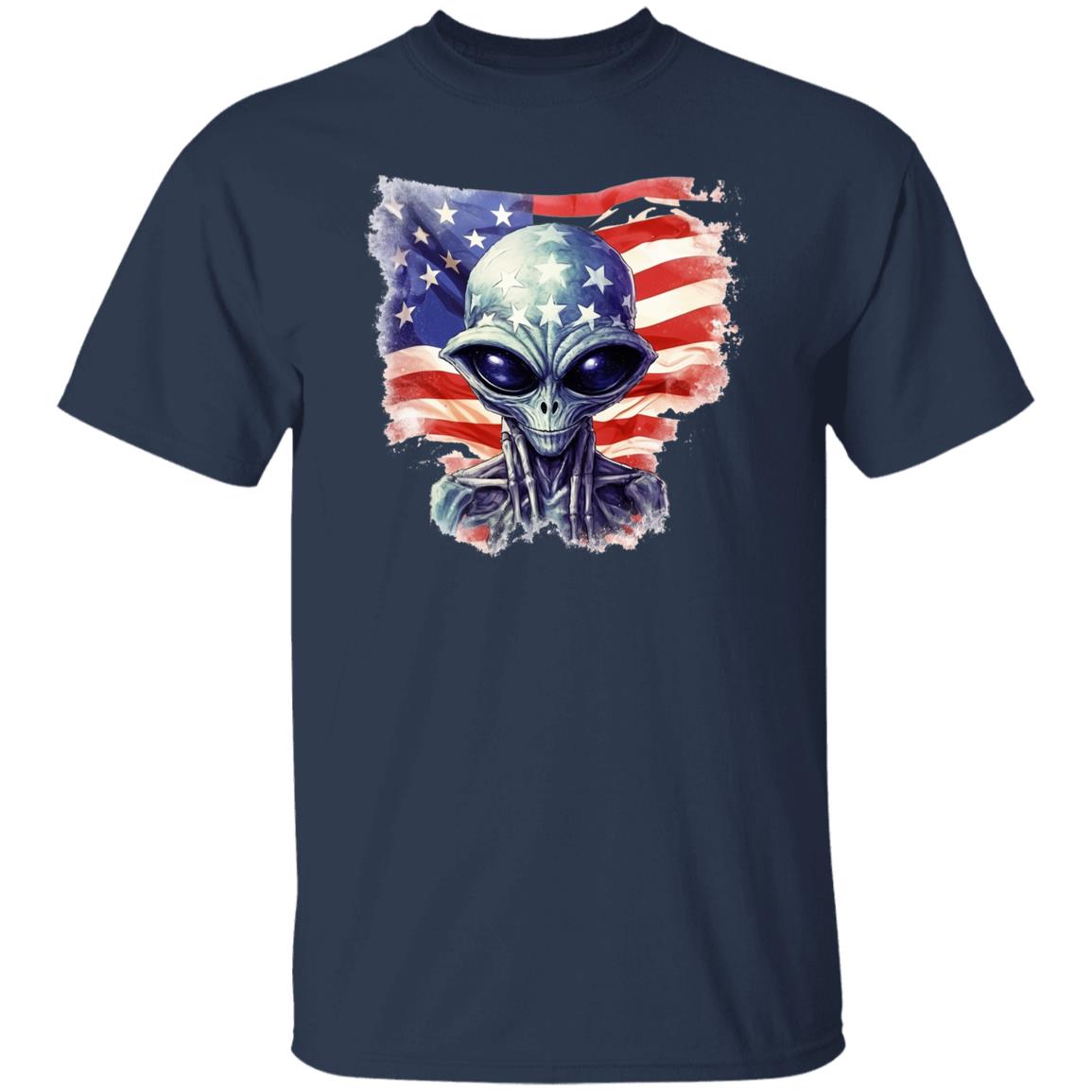Alien American Flag Gift Shirt