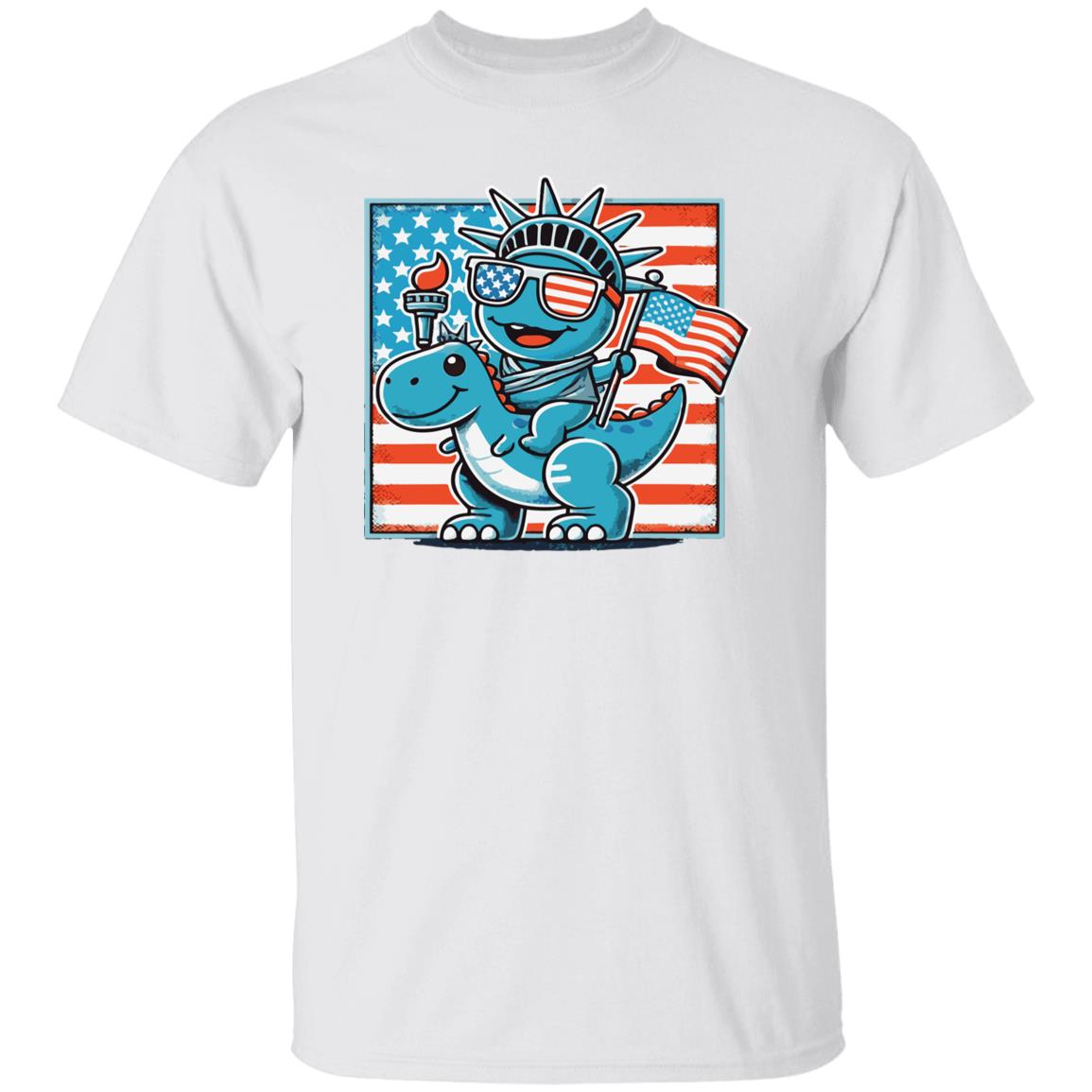 Dino Statue of Liberty 4th of July Shirt Patriotic Dinosaur Independence Day T-Shirt