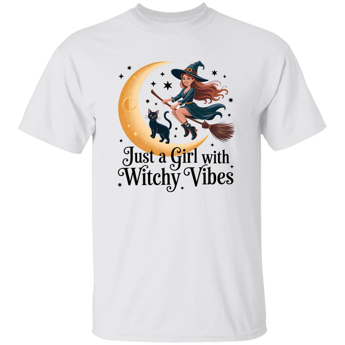 Witchy Vibes Shirt with Black Cat Spooky Season Halloween Tee