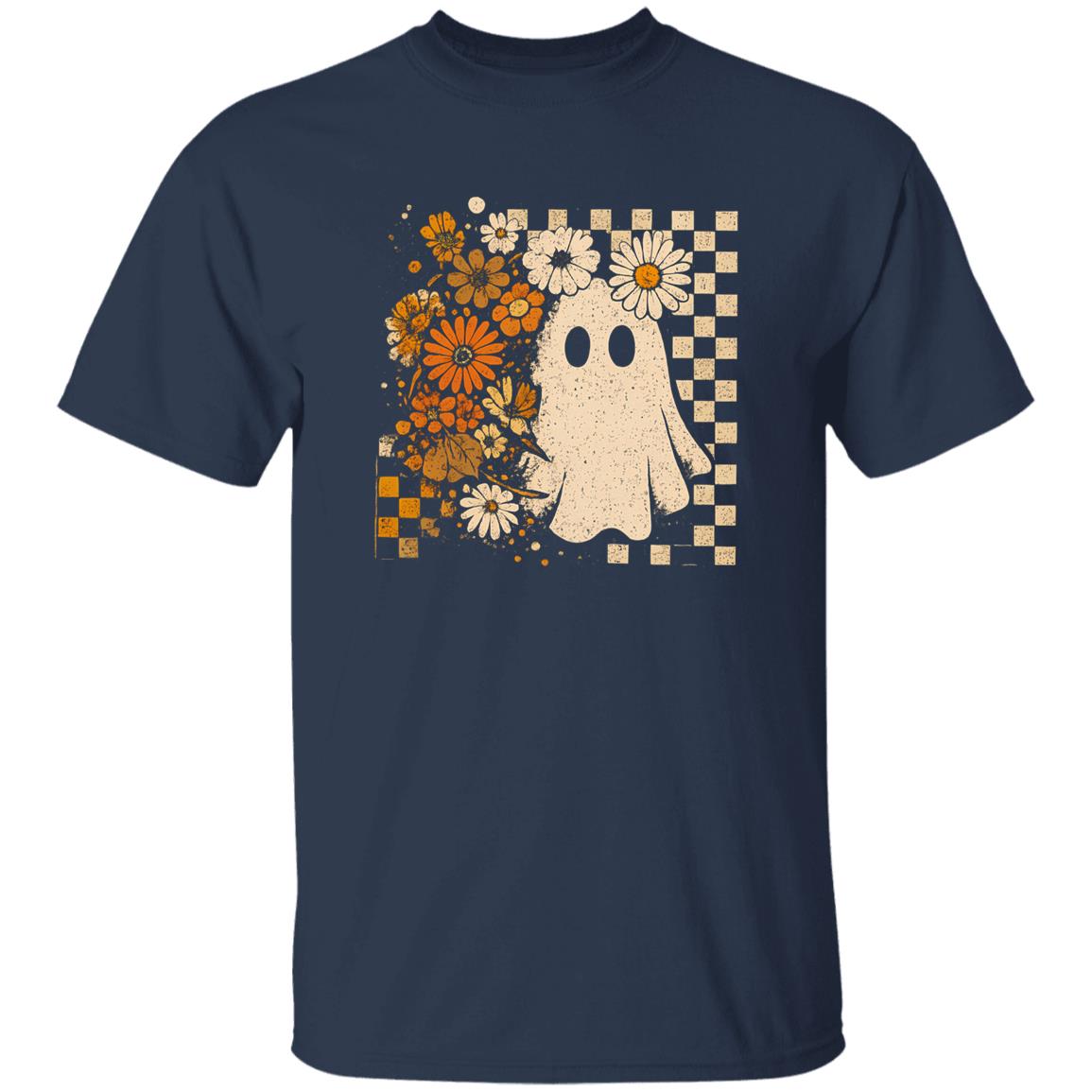 Checkered Ghost Halloween Shirt Cute Spooky Fall Tee for Halloween Lovers