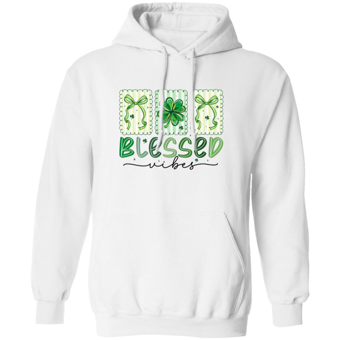 St Patricks Day Blessed Vibes Shamrock Shirt – Irish Lucky Clover Shirt St Patricks Day Shamrock Hoodie with Blessed Vibes clover design