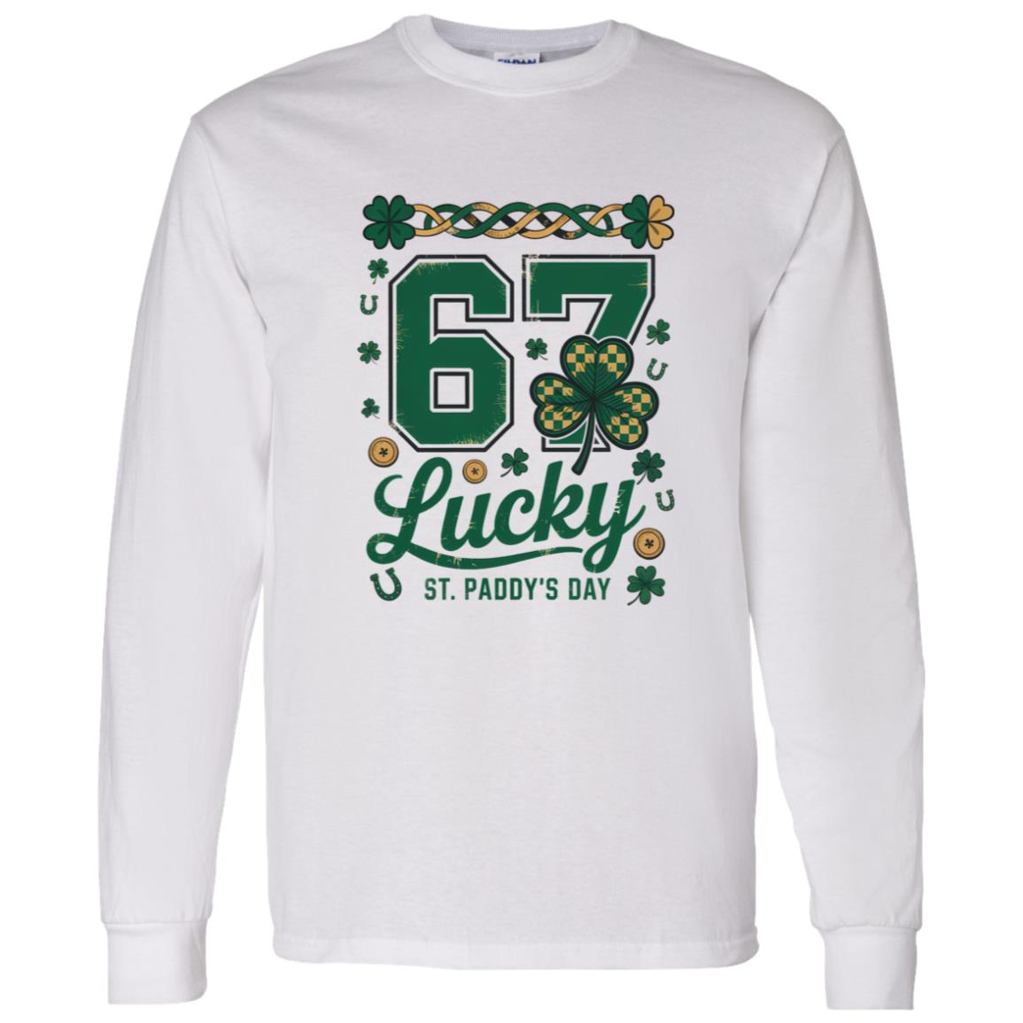Lucky 67 Shamrock Tee St Paddys Day Irish Party Shirt Lucky 67 Shamrock Unisex Long Sleeve Shirt