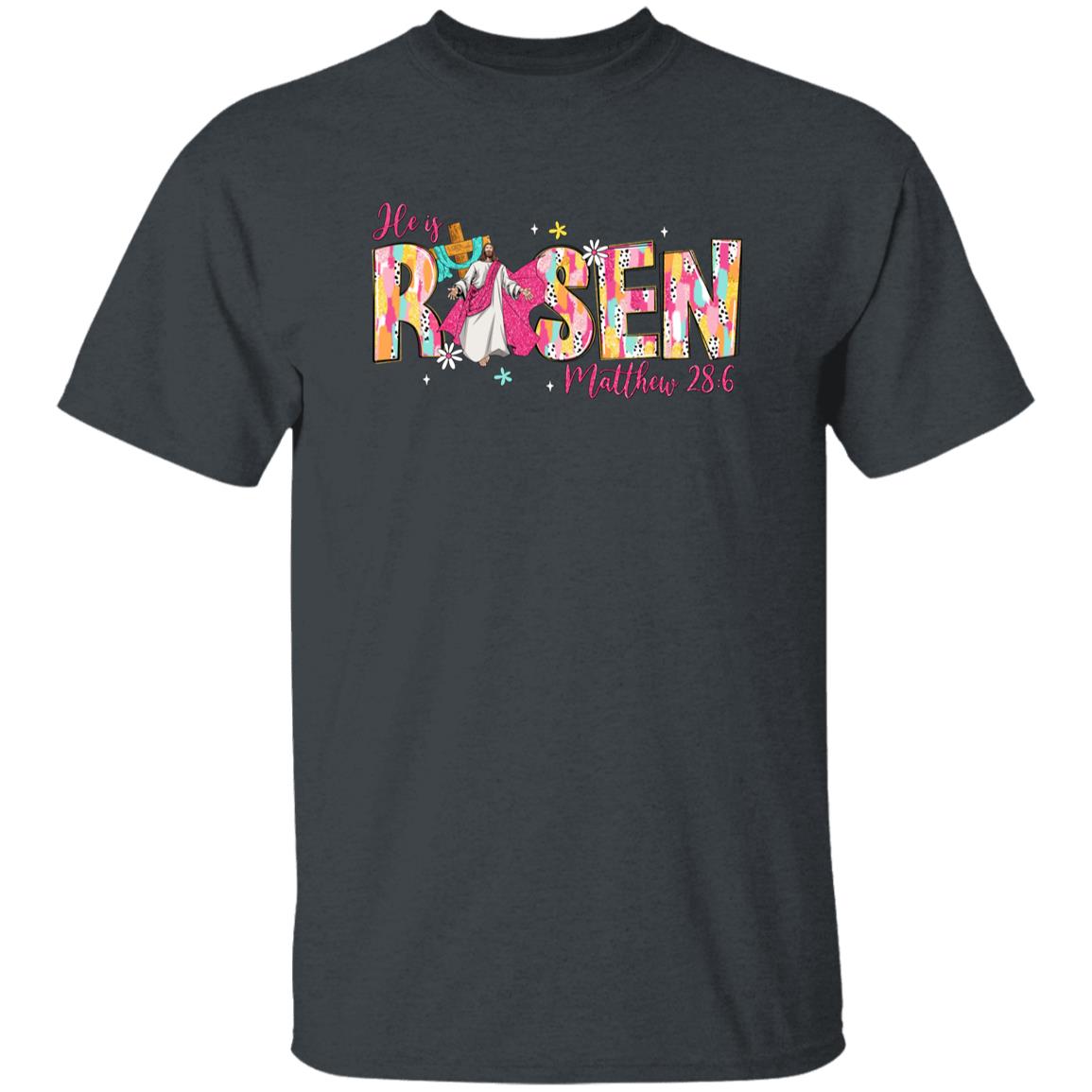 Matthew 28 6 He Is Risen Shirt | Resurrection Bible Verse Faith T-Shirt Unisex Dark Heather He Is Risen Easter T-Shirt | Matthew 28:6 Christian Bible Verse Shirt