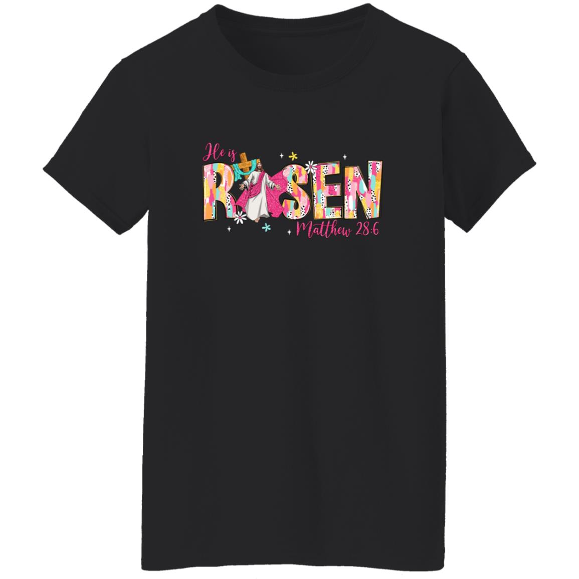 Matthew 28 6 He Is Risen Shirt | Resurrection Bible Verse Faith T-Shirt Women’s He Is Risen Easter Shirt | Matthew 28:6 Christian Bible Verse T-Shirt