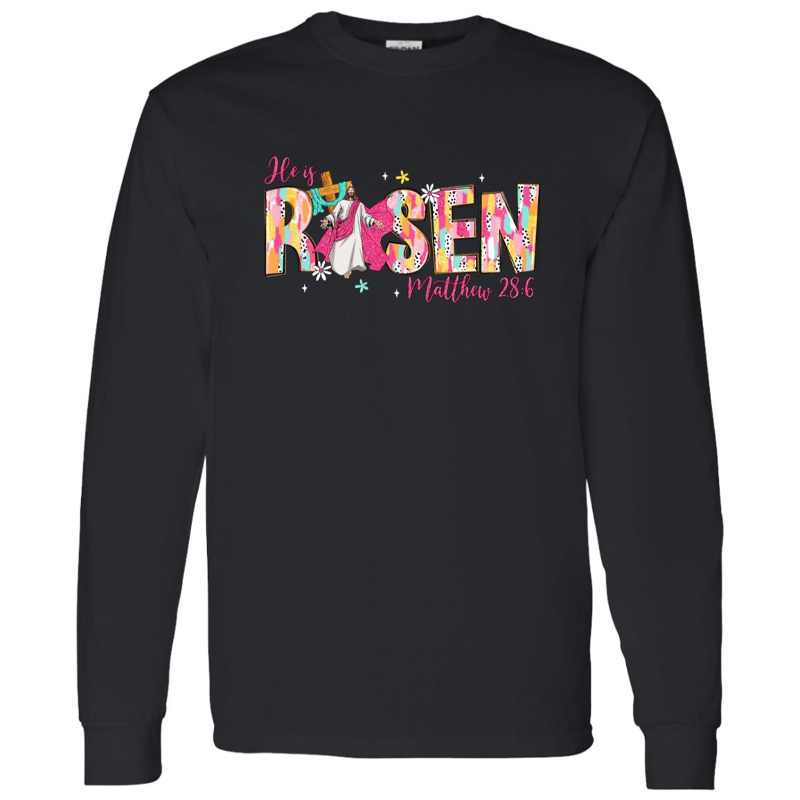 Matthew 28 6 He Is Risen Shirt | Resurrection Bible Verse Faith T-Shirt He Is Risen Easter Long Sleeve Shirt | Christian Matthew 28:6 Bible Verse Tee