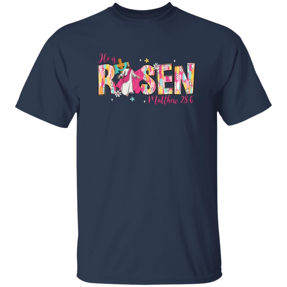 Matthew 28 6 He Is Risen Shirt | Resurrection Bible Verse Faith T-Shirt Unisex Navy He Is Risen Shirt | Christian Easter Matthew 28:6 Bible Verse Tee